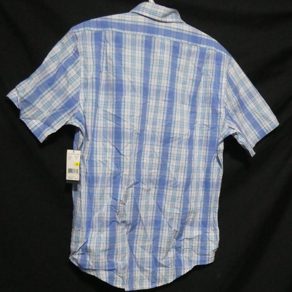 U.S. POLO ASSN. | medium | Plaid Button-Up Blue and White Short Sleeve Shirt - Picture 2 of 16